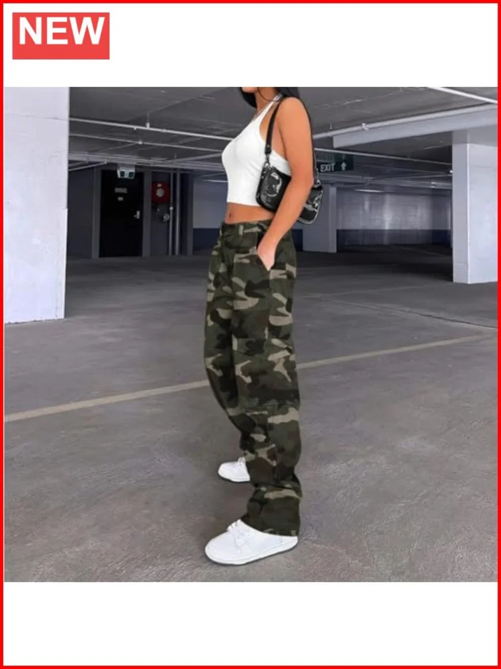High Waisted Cargo Pants with 6 Pockets Y2K Streetwear Baggy Wide Leg